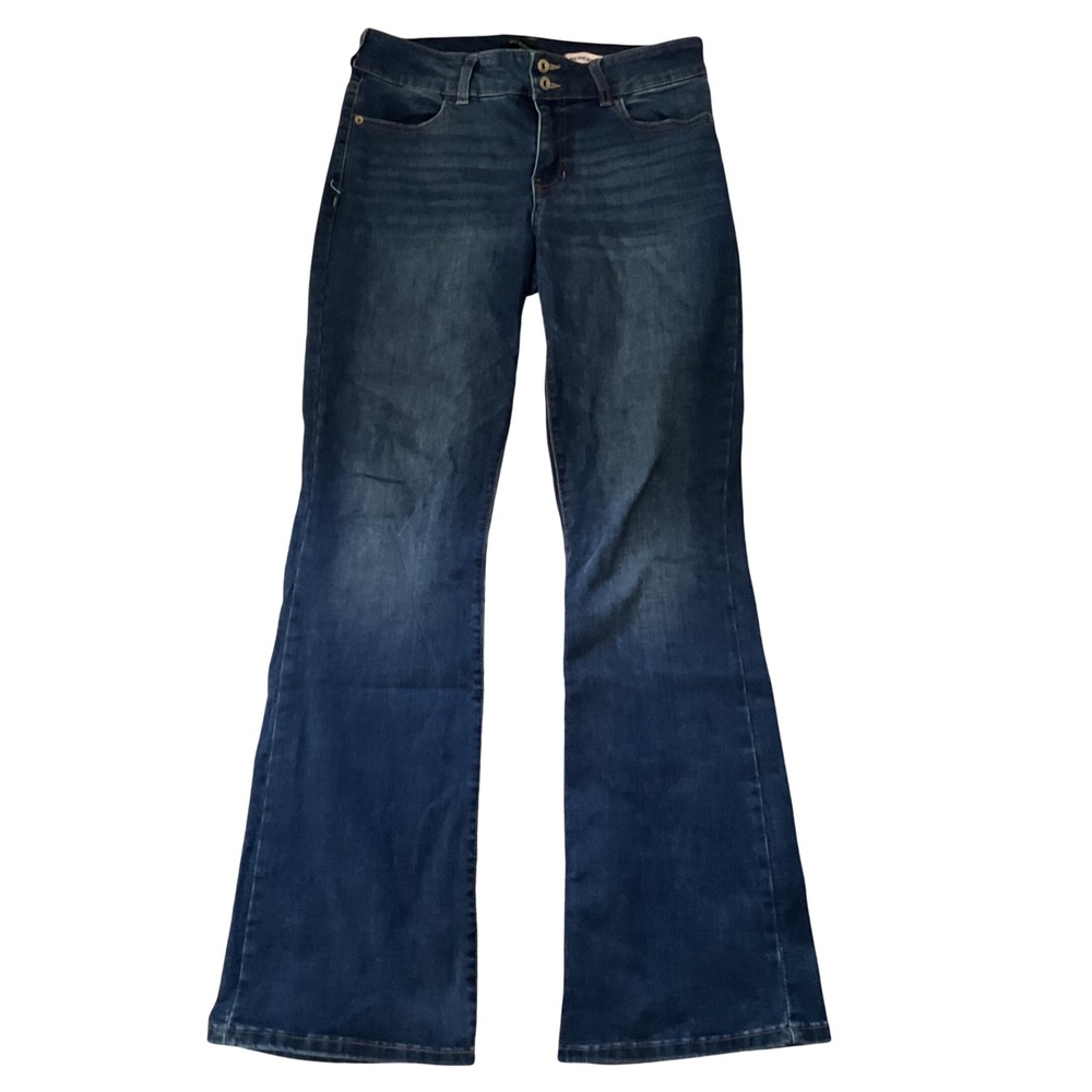 BCBGeneration Womens Mid Rise Bootcut Jeans Dark Wash Size 9/29 Double Button